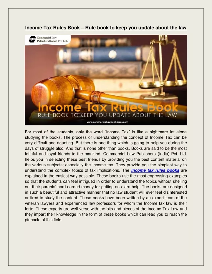 income tax rules book rule book to keep