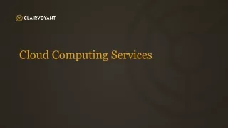 Cloud based services