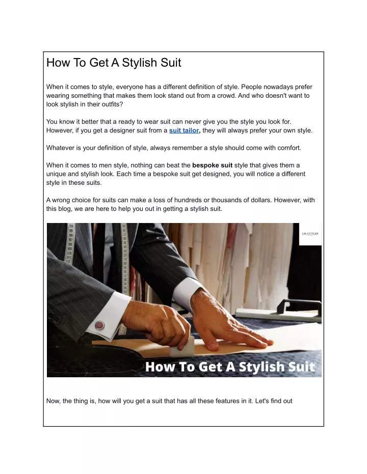 how to get a stylish suit