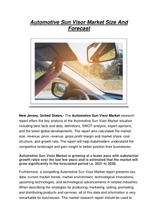 Automotive Sun Visor Market