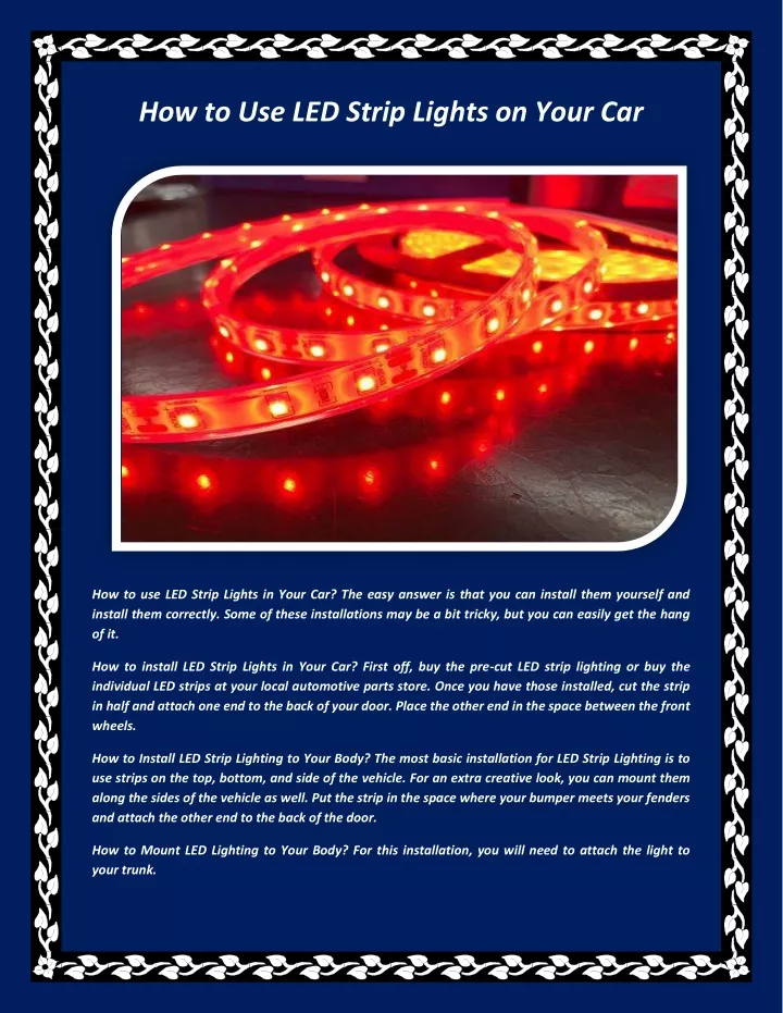 how to use led strip lights on your car