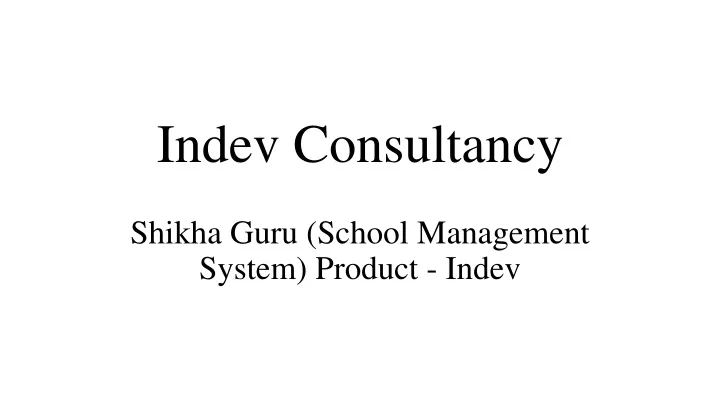 indev consultancy