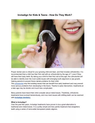 invisalign for kids teens how do they work