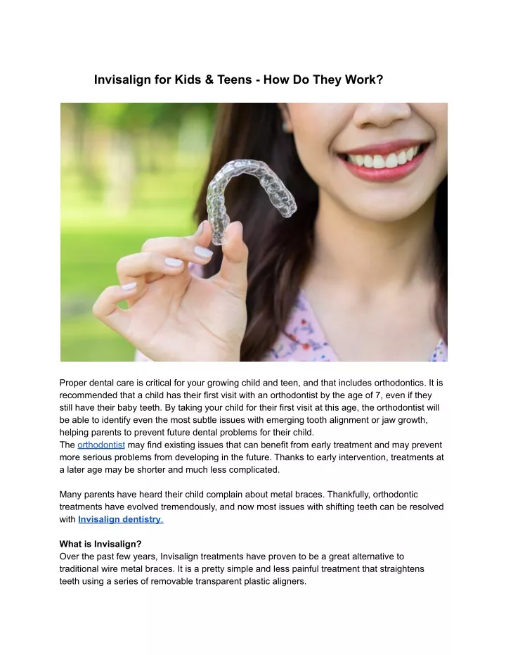 invisalign for kids teens how do they work