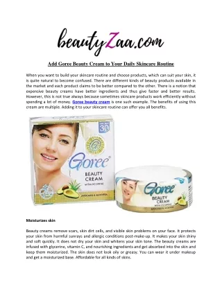 Add Goree Beauty Cream to Your Daily Skincare Routine