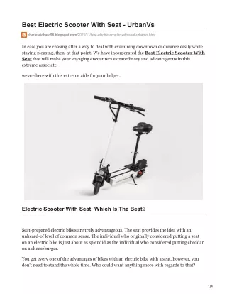 Best Electric Scooter With Seat UrbanVs