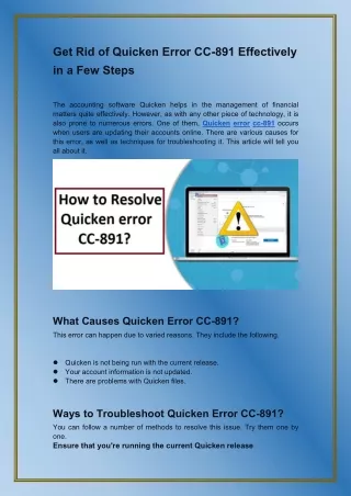 get rid of quicken error cc 891 effectively