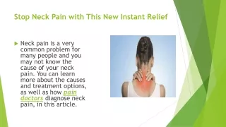 Stop Neck Pain with This New Instant Relief