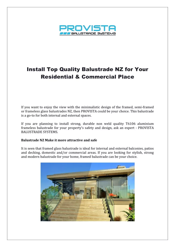 install top quality balustrade nz for your