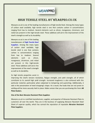 High Tensile Steel by Wearpro.co.uk