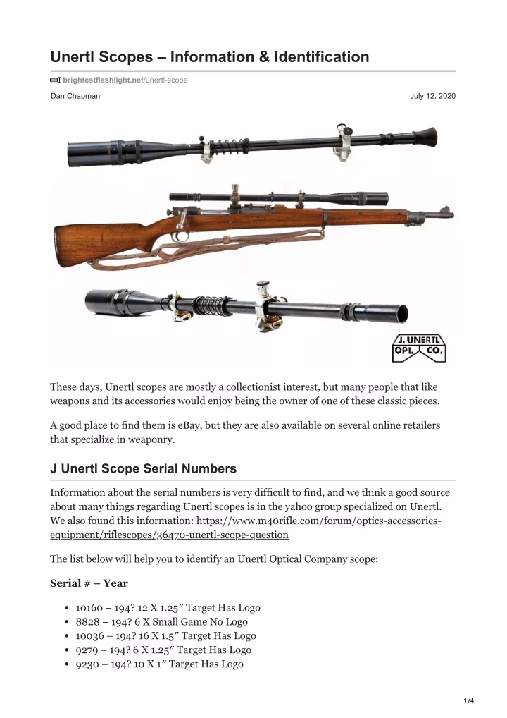 unertl scopes information identification