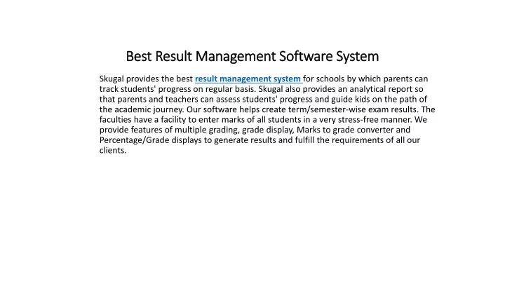 best result management software system