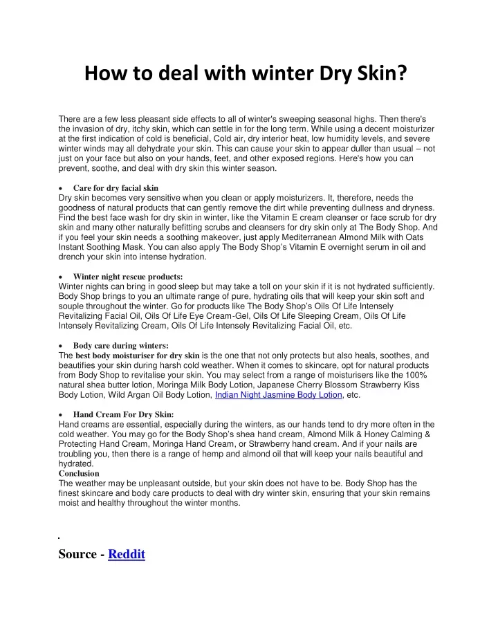 how to deal with winter dry skin there