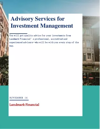 advisory services for investment management