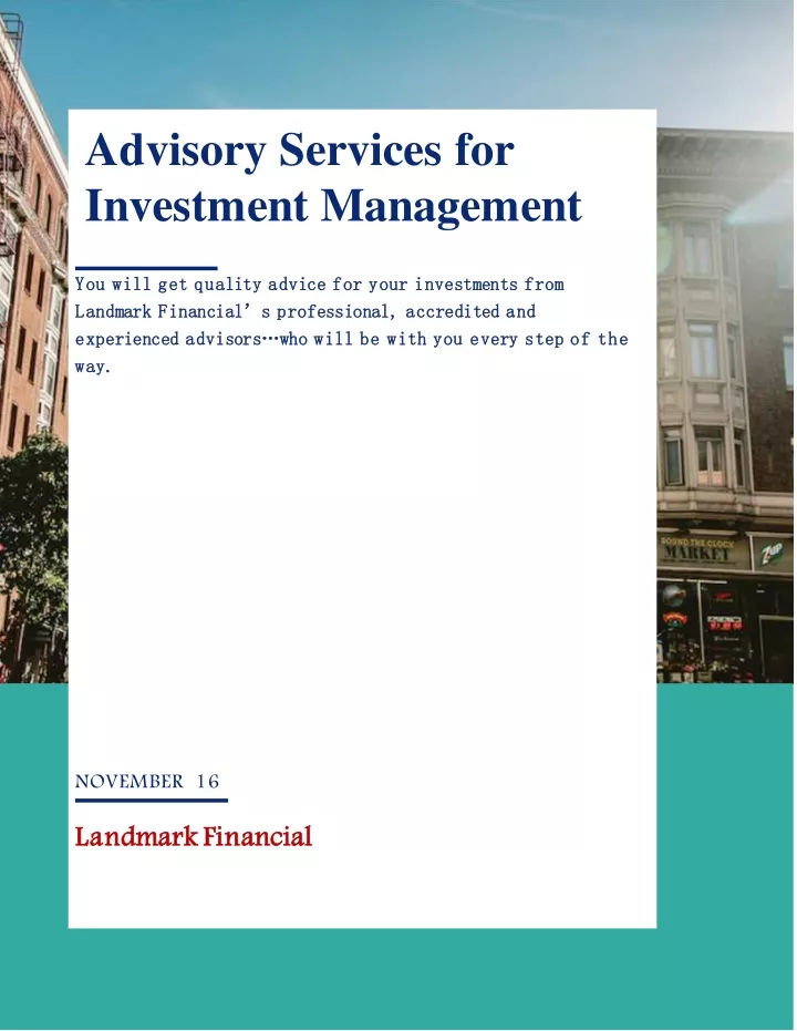 advisory services for investment management