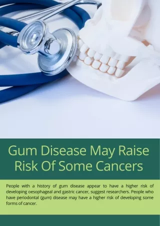 Gum Disease May Raise Risk Of Some Cancers