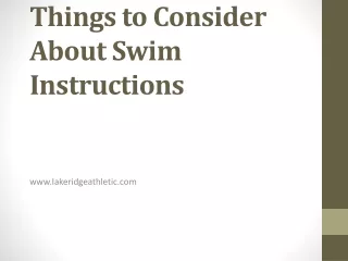Things to Consider About Swim Instructions
