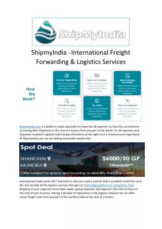 ShipmyIndia - International Freight Forwarding & Logistics Services