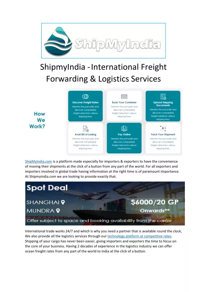 shipmyindia international freight forwarding