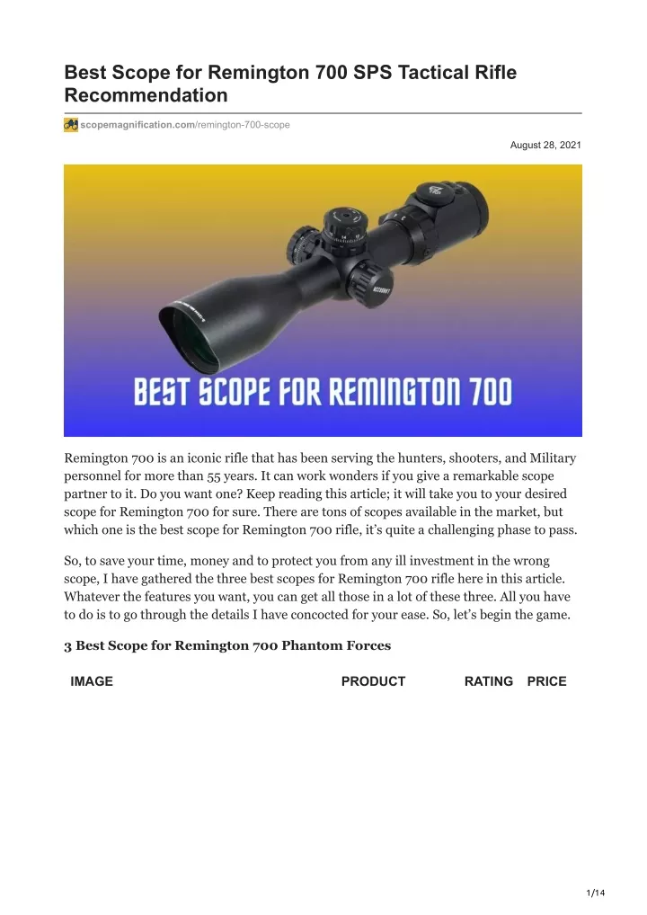 best scope for remington 700 sps tactical rifle