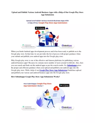 upload and publish various android business apps