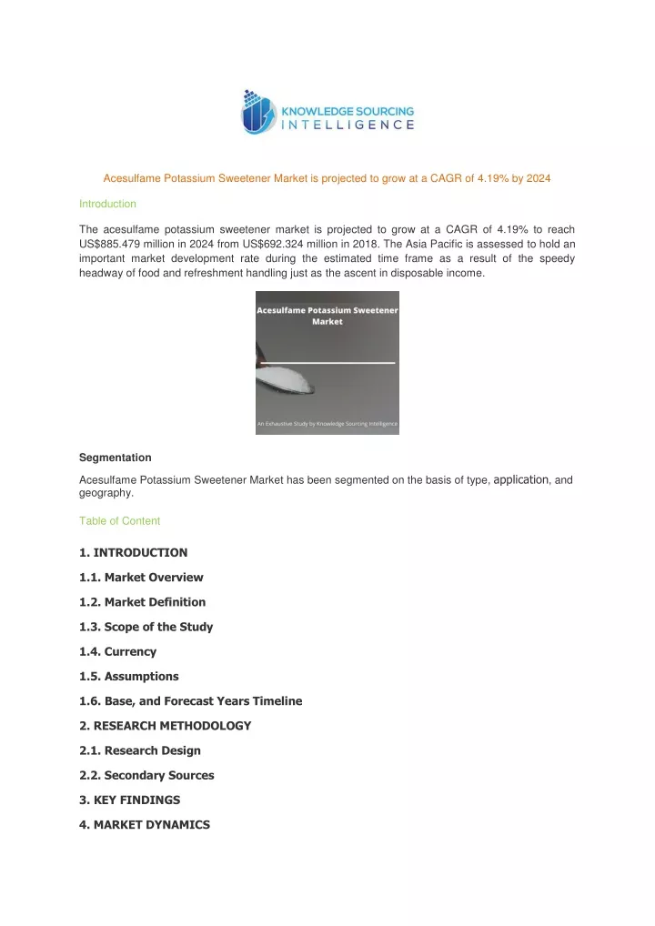 acesulfame potassium sweetener market