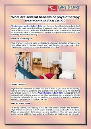 Physiotherapy centres in East Delhi