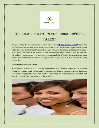 the ideal platform for hiring diverse talent