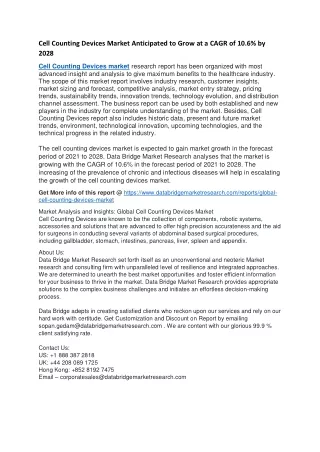 cell counting devices market anticipated to grow