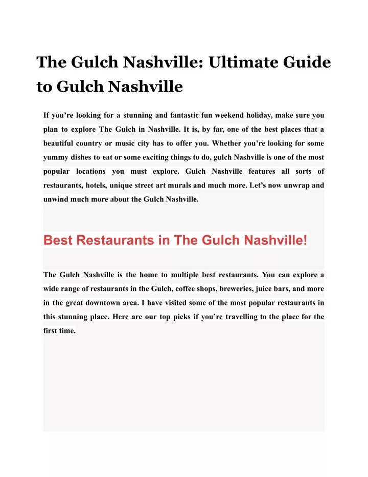 the gulch nashville ultimate guide to gulch