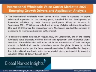 International Wholesale Voice Carrier Market - Key Developments Factors to 2027