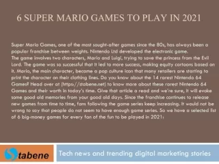 6 Super Mario Games