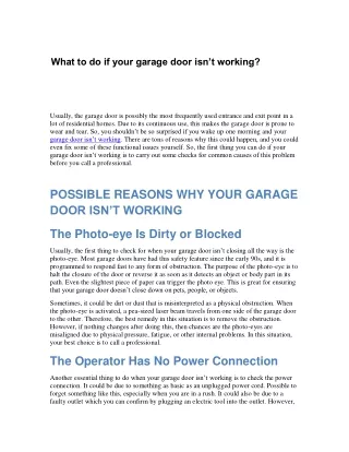 What to do if your garage door isn’t working.