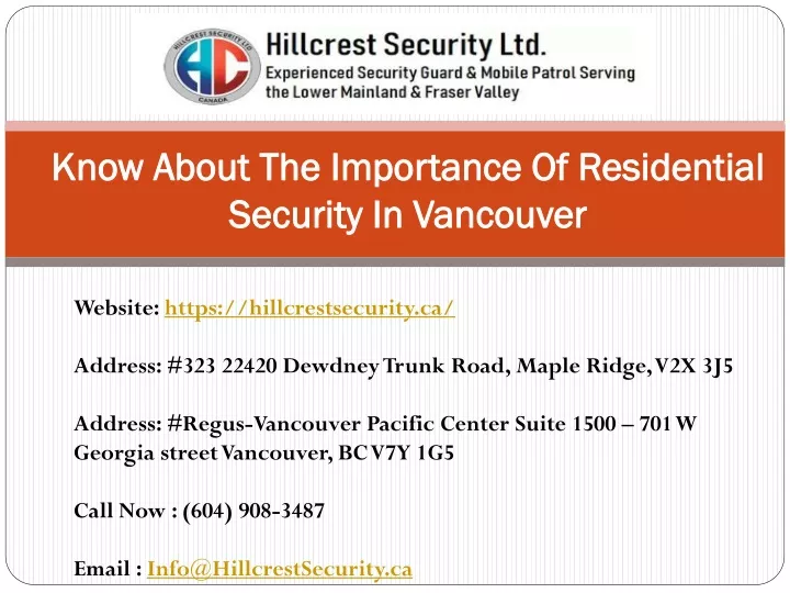 know about the importance of residential security in vancouver