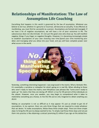 Relationships of Manifestation_ The Law of Assumption Life Coaching
