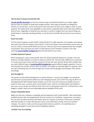 tips on how to choose curved stair lifts