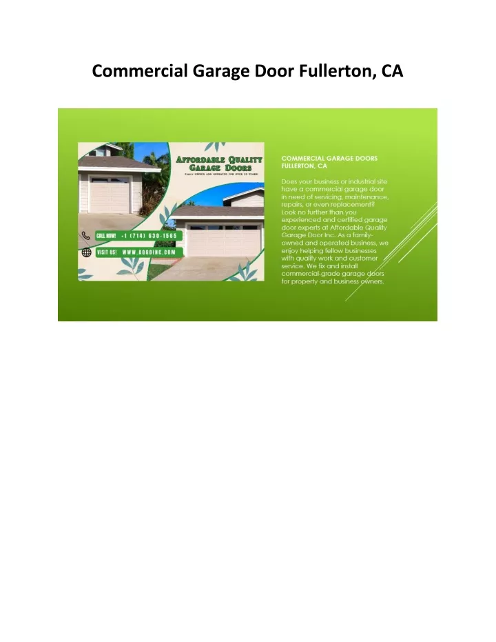 commercial garage door fullerton ca