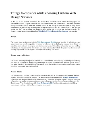 things to consider while choosing custom