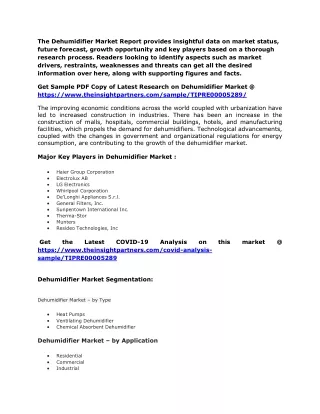 the dehumidifier market report provides