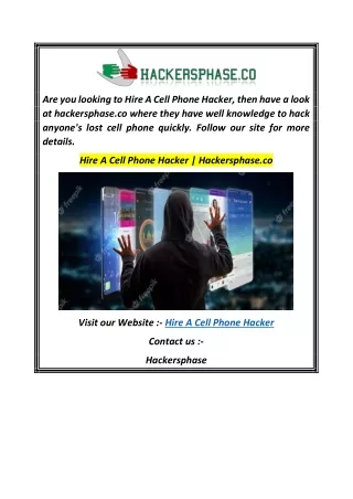 Hire A Cell Phone Hacker  Hackersphase.co
