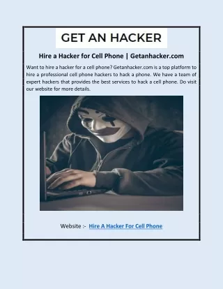 Hire a Hacker for Cell Phone | Getanhacker.com