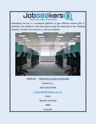 Maritime Careers Australia | Jobseakers.com.au
