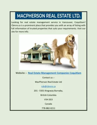 Real Estate Management Companies Coquitlam | Cbmre.ca
