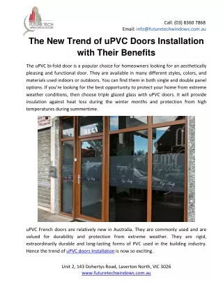 The New Trend of uPVC Doors Installation With Their Benefits
