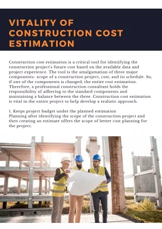 Vitality of Construction Cost Estimation