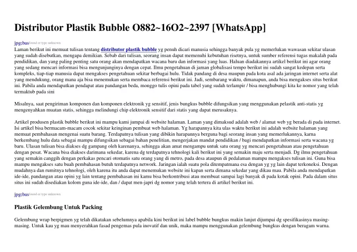 distributor plastik bubble o882 16o2 2397 whatsapp