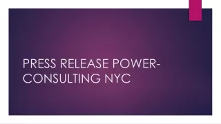 PRESS RELEASE POWER- CONSULTING NYC
