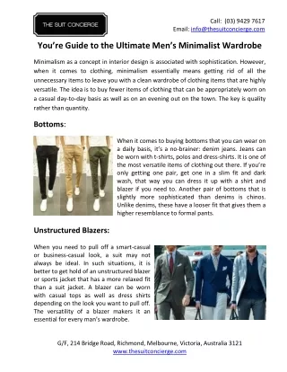 call 03 9429 7617 email info@thesuitconcierge com