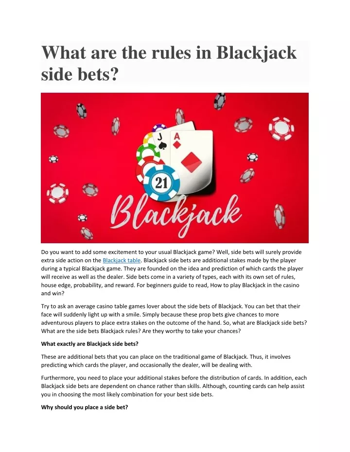 what are the rules in blackjack side bets