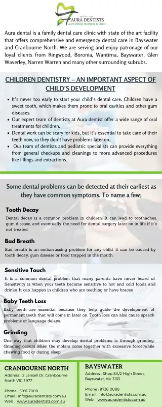 Children Dentistry – An Important Aspect of Child’s Development
